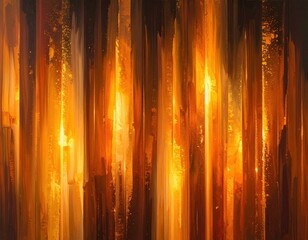 Naklejka premium Vertical brushstrokes of orange and gold hues create a warm, textured abstract design