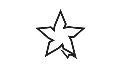 Fototapeta premium Abstract Star Shape Icon with Jagged Edge, Minimalist Black Outline on White