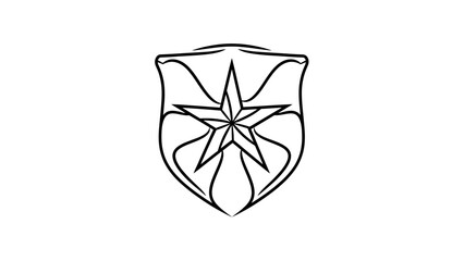 Emblematic Star Shield Outline - Vector Graphic Symbol