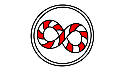 Infinity Symbol with Red and White Stripes Inside a Circle
