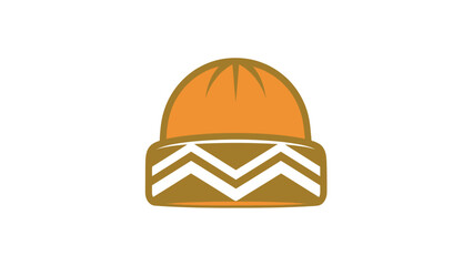 Orange Beanie Hat with Zigzag Pattern - Winter Warm Clothing Icon