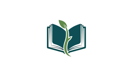 Open Book with Growing Plant Leaf - Symbol of Knowledge, Education, Growth