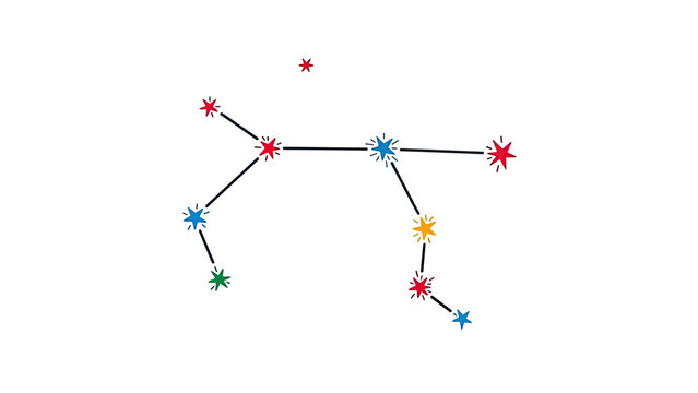Colorful Star Constellation on White Background