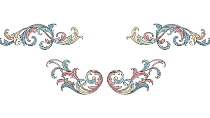 Ornate Swirls & Flourishes: Vintage Decorative Elements, Pastel Colors
