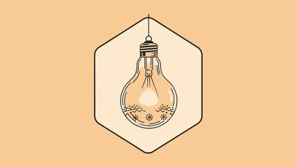 Vintage light bulb illustration with abstract pattern inside, concept of idea, innovation