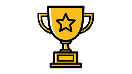 Golden Trophy Icon with Star - Symbol of Victory and Achievement