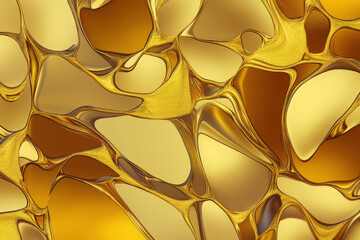 abstract molten gold fluid shapes intertwining in luxurious metallic glow for premium wallpaper or elegant banner background