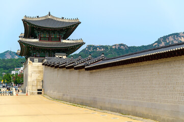 韓国ソウルにある景福宮のとても美しい風景A very beautiful view of the gate in Seoul, Korea