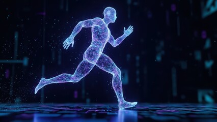 Digital human running in futuristic environment