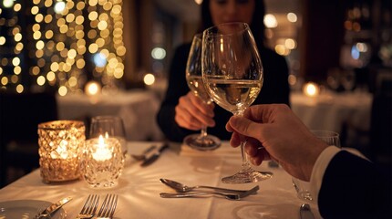 Romantic candlelight dinner setup at elegant restaurant intimate experience cozy atmosphere evening view love and connection