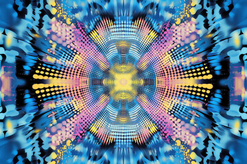 vibrant abstract light tunnel exploding in neon blue pink gradients with radial bokeh for tech wallpaper and dynamic web banners