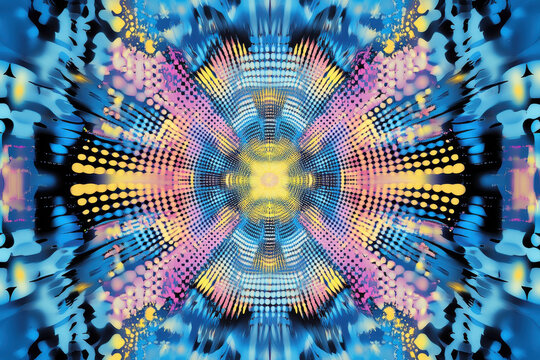 vibrant abstract light tunnel exploding in neon blue pink gradients with radial bokeh for tech wallpaper and dynamic web banners - Powered by Adobe