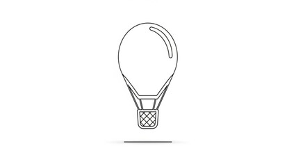 Outline hot air balloon icon simple line art vector illustration for travel and adventure concepts isolated on white background © Muhammad