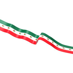 Horizontal and wavy Mexico flag ribbon 3D Icon Illustration. Low Poly Style.