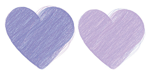 Scribbled Pencil Drawn Hearts in trendy soft lavender and purple Minimal Flat Design Thematic Decor. Isolated Vector illustration Love Thematic Cards Social media post Banner, leaflets, Festive design