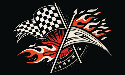 Racing Flag Illustrations &ndash; Checkered Flags, Flame Design & Motorsport Graphics