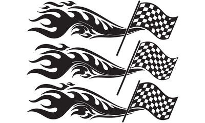 Racing Flag Illustrations &ndash; Checkered Flags, Flame Design & Motorsport Graphics