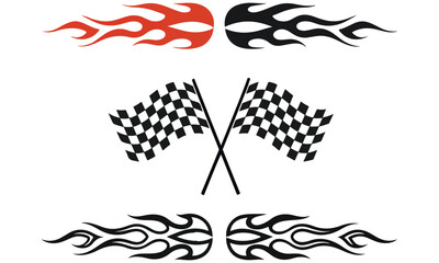 Racing Flag Illustrations &ndash; Checkered Flags, Flame Design & Motorsport Graphics