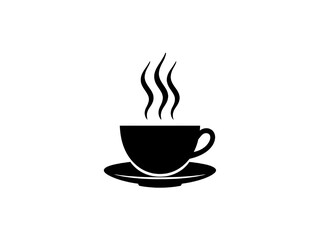 Obraz premium Classic Coffee Cup with Steam Vector Icon in Black and White