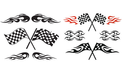 Racing Flag Illustrations &ndash; Checkered Flags, Flame Design & Motorsport Graphics