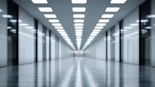 Bright Modern Office Hallway Background With Clean White Lights, Minimal Corporate Corridor for Business, Technology, and Professional Marketing Designs