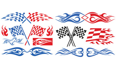 Racing Flag Illustrations &ndash; Checkered Flags, Flame Design & Motorsport Graphics