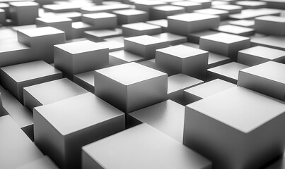 Fototapeta premium Futuristic Silver Metallic Cubes Grid Abstract Background with Professional Depth of Field