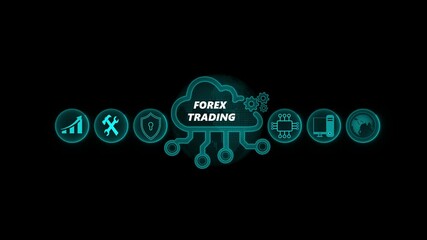 FOREX TRADING, new business concept. Business, Technology, Internet and network concept. Cloud computing for data storage, Cloud icon with data icon on world background - Powered by Adobe