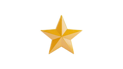 Obraz premium 3D Golden Five Pointed Star Icon on transparent background