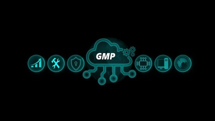 GMP indicator business finance concept. Business, Technology, Internet and network concept. Cloud computing for data storage, Cloud icon with data icon on world background - Powered by Adobe