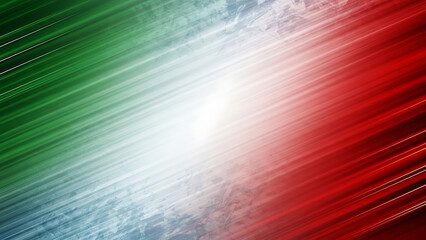 Abstract high-speed motion lines in green, white, and red colors of the Italian flag