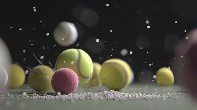 High-energy footage of colorful balls, shapes, and sports gear bouncing dynamically! Perfect for sports, tech, or playful projects