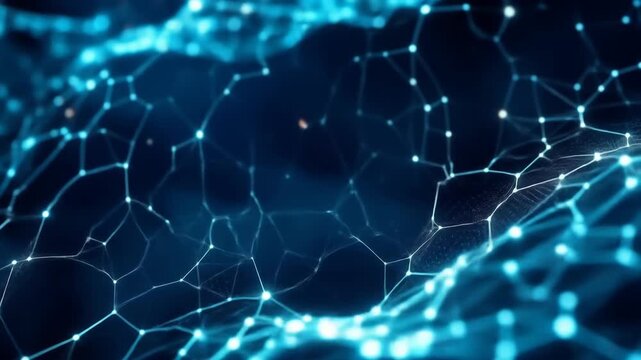 Abstract digital network structure with glowing nodes and connections