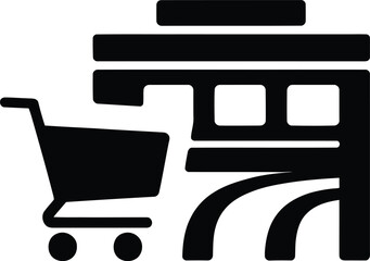 Obraz premium Online Shopping Store and Shopping Cart Icon Representing E-commerce, Retail, and Digital Marketplace