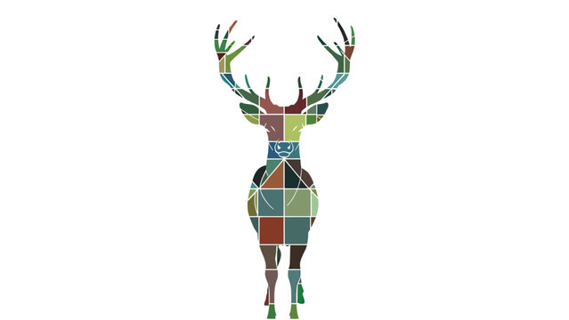 Abstract Geometric Deer Silhouette with Colorful Mosaic Pattern