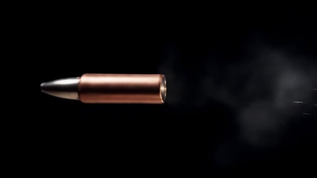 Close-up of shiny bullet on dark background