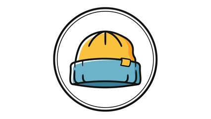 Fototapeta premium Beanie Hat Icon - Yellow and Blue Winter Cap Symbol
