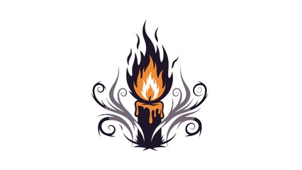 Elegant Candle Flame with Swirls - Symbol of Light, Hope, and Warmth