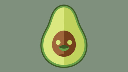 Cute Avocado Character Face Smiling - Flat Design Illustration