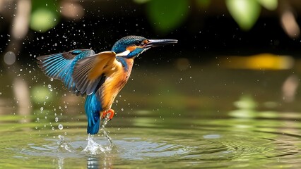 Female Kingfisher emerging from the water after an unsuccessful dive to grab a fish. Taking photos of these beautiful birds is addicitive now I need to go back again