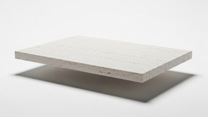 A white marble table with a shadow on a white background.