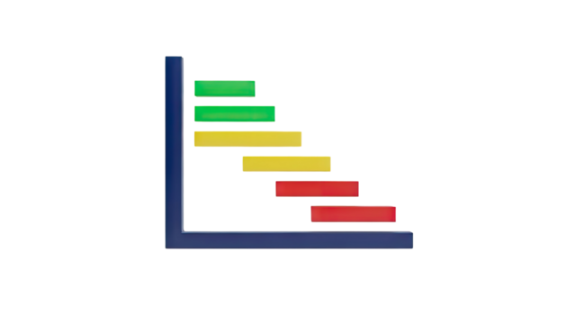 3D Project timeline chart with colored bars on transparent background - Powered by Adobe