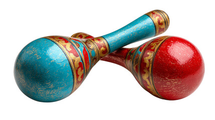 Detailed stock photograph of a handcrafted leather-wrapped maraca transparent png background. Ai generated