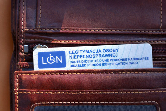 Poznan, Poland - December 23, 2025. Polish identity card for a disabled person.