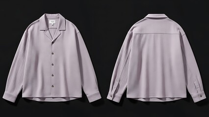 mockup of a minimalist long sleeve button up shirt in pale lavender color