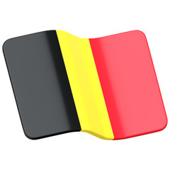 Fototapeta premium The Belgium flag with a strong wave motion 3D Icon Illustration. Low Poly Style.