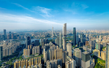 Aerial view of the modern city commercial buildings with skyline in Guangzhou, China.