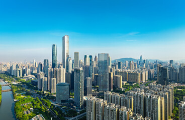 Aerial view of the modern city commercial buildings with skyline in Guangzhou, China.