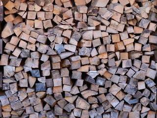 split and stacked firewood for the fireplace