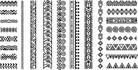 Collection of Black and White Decorative Borders and Patterns.